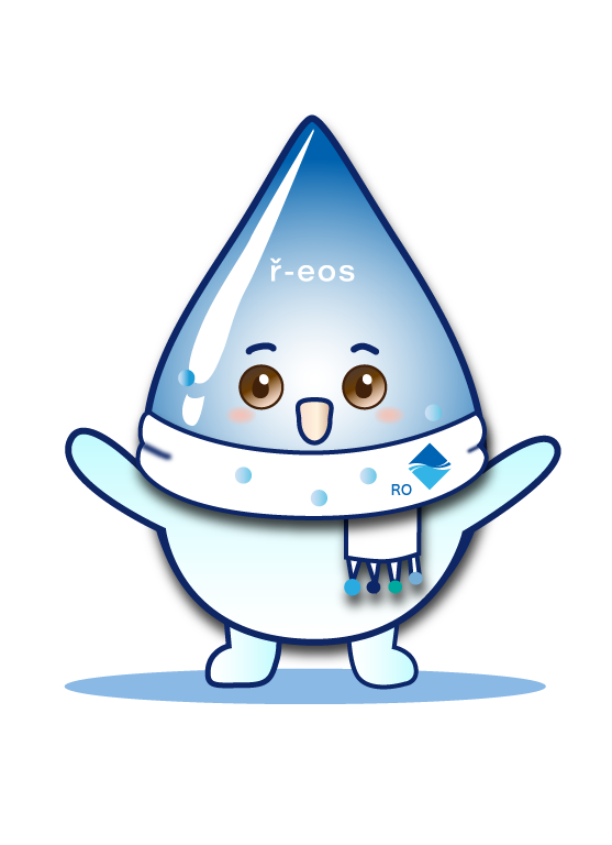 r-eosのキャラクター RORO君が両手を広げている様子